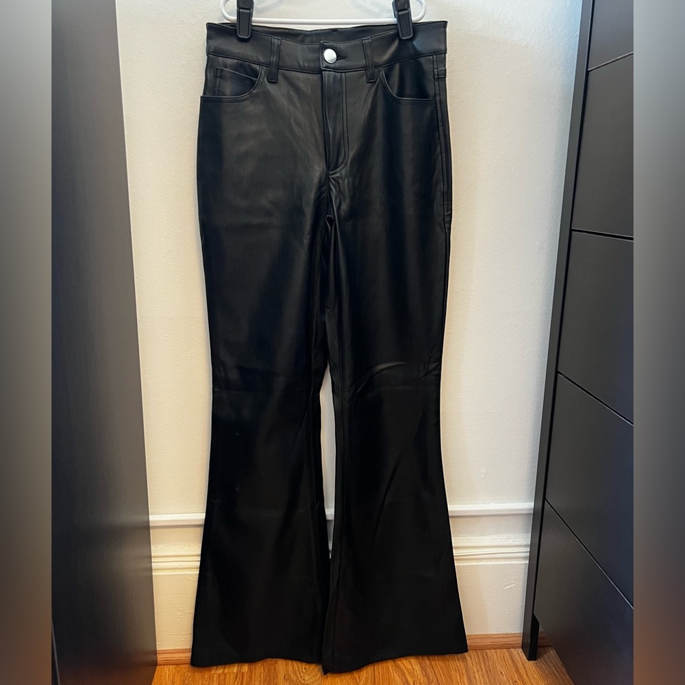 Black Faux Leather Flare Pants